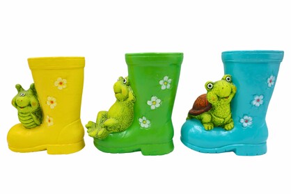 BOOT ANIMAL PLANTER 19CM ASST