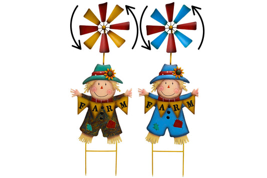 WIND SPINNER SCARECROW GARDEN STAKE 128C