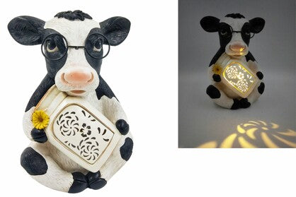 COW & MILK BOTTLE W/SOLAR LIGHT 18CM