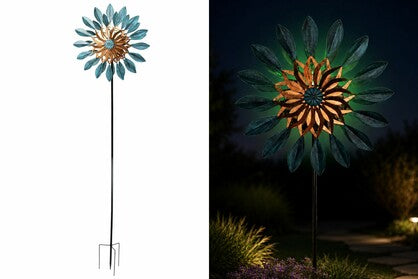 WIND SPINNER BLUE/GOLD W/SOLAR LIGHT 210