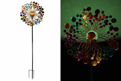 WIND SPINNER MULTI CLR W/SOLAR LIGHTS 15