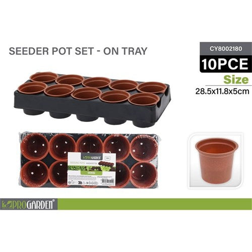 SEEDER POT ON TRAY 10PC 28X11X5CM