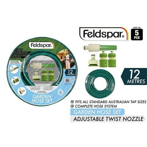 GARDEN HOSE 12M W/FITTINGS 5PC