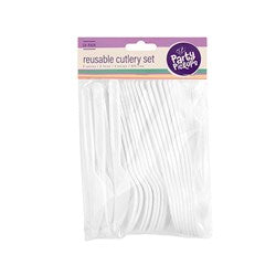 CUTLERY REUSABLE 24PC WHITE