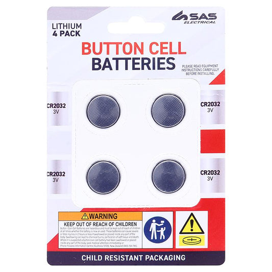 CR2032 BUTTON BATTERY LITHIUM 4PC