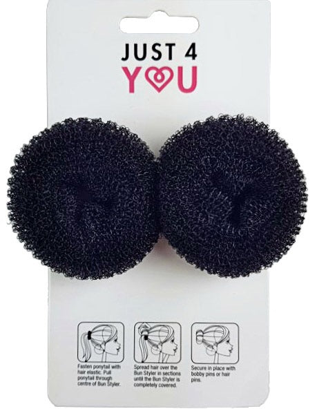 BUN STYLER BLACK 55MM 2PK