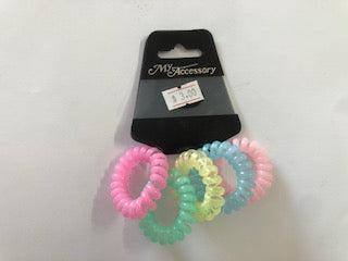 HAIR RING SPIRAL 5PACK PASTEL