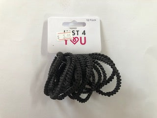 HAIR TIES BLACK 6MM 12PK