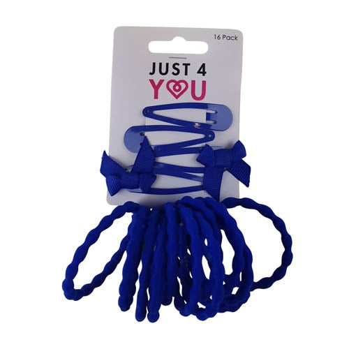 SCHOOL HAIR SET 16PK ROYAL BLUE