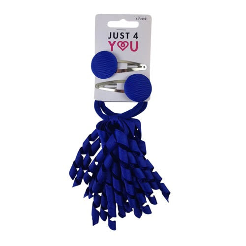 SCHOOL HAIR SET 4PK ROYAL BLUE