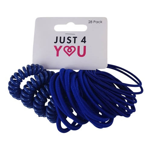SCHOOL HAIR TIES 28PK ROYAL BLUE