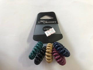 HAIR TIES SPIRAL 5PC SML ASST CLRS