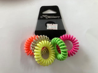 HAIR TIES SPIRAL 5PK SML NEON CS