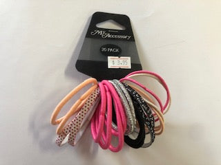 HAIR TIES 20PK PINK PRINT