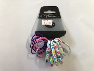 HAIR TIES 18PC SML W/FLORAL & PLAIN PRIN