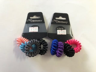 HAIR TIES SPIRAL RING 4PK MATERIAL COVER