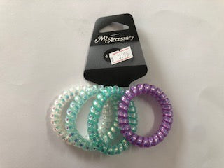 HAIR TIES SPIRAL 4PK ASST CLRS