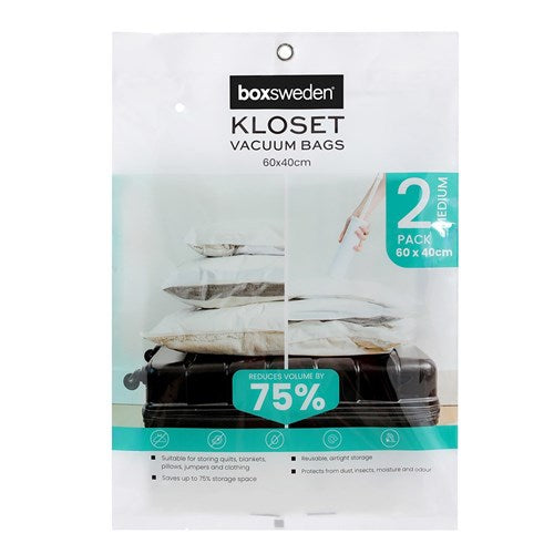 VACUUM STORAGE BAGS 2PK MED 60X40CM