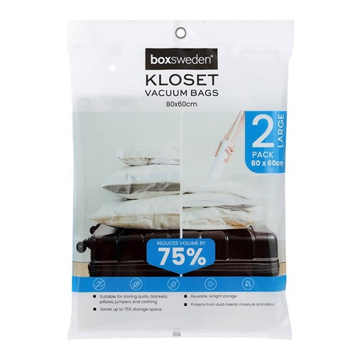 VACUUM STORAGE BAGS 2PK LGE 80X60CM