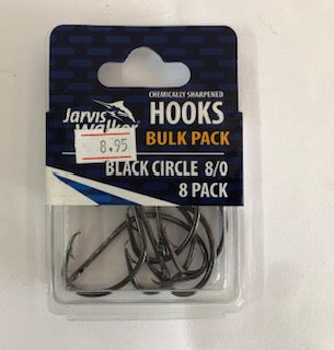 FISHING HOOKS CIRCLE BLK 8PK SIZE 8.0