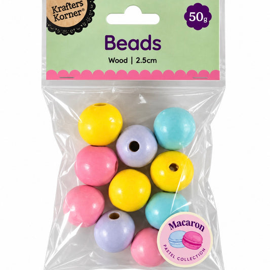 BEADS WOODEN RND MACARON 47G