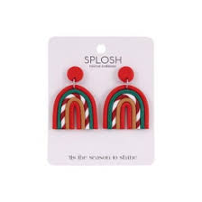 XMAS EARRING CANDY CANE RAINBOW SML