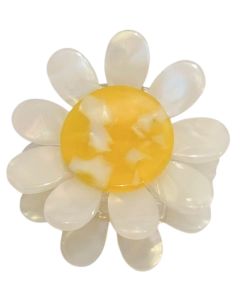 CLAW CLIP DAISY WHITE & YELLOW