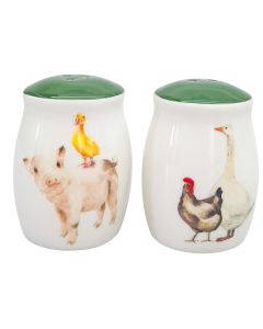 SALT & PEPPER SHAKERS FARM YARD GREEN