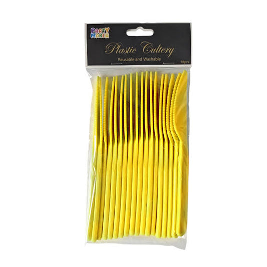 KNIFE PLASTIC REUSABLE 18PC YELLOW