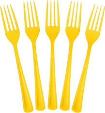 FORKS PLASTIC REUSABLE 18PC YELLOW