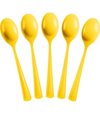 SPOONS PLASTIC REUSABLE 18PC YELLOW