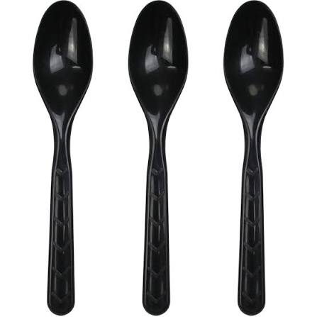 SPOONS PLASTIC REUSABLE 18PC BLACK