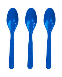 SPOONS PLASTIC REUSABLE 18PC DARK BLUE