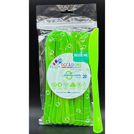 KNIFE PLASTIC REUSABLE 18PC L GREEN