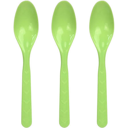 SPOONS PLASTIC REUSABLE 18PC L GREEN