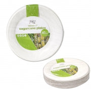 DISPOSABLE PLATES SUGARCANE 40PK 182MM
