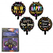 NEW YEAR BALLOONS 4PK MYLAR