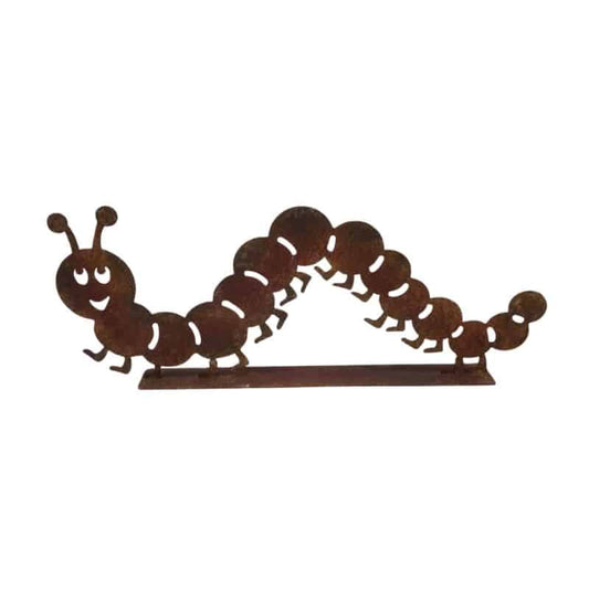RUSTIC CATERPILLAR ON BASE 49X4X19CM