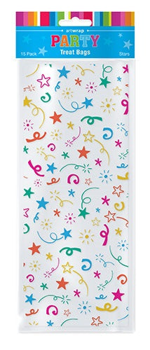 TREAT BAGS 15PK STARS SWIRL