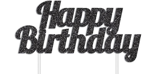 CAKE TOPPER GLITTER BLACK B'DAY