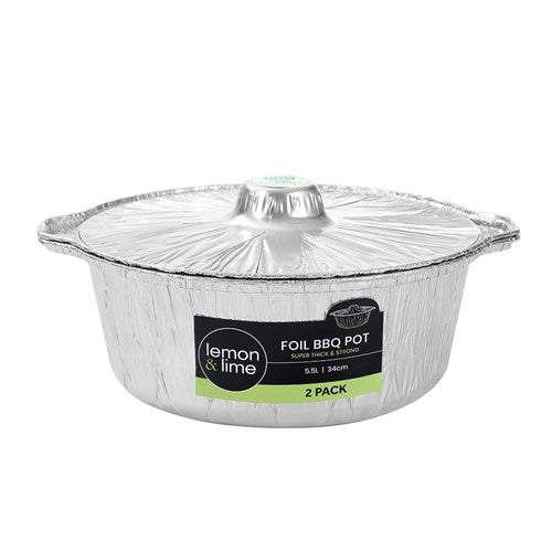 FOIL BBQ POT 5.5LT 2PK 34CM