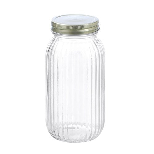 GLASS JAR ROMA RIBBED 800ML