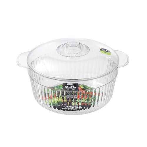 BOWL W/LID CRYSTAL VISTA 2.7LT 23X19X17C