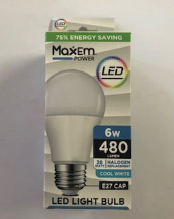 LIGHT BULBS 6W LED LIGHT COOL E27