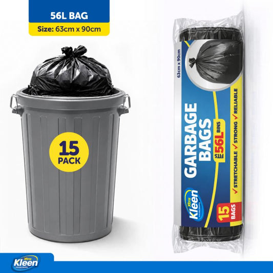 GARBAGE BAGS 56LT 15PK 63X90CM
