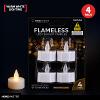 TEALIGHTS LED FLAMELESS WARM WHITE 4PK