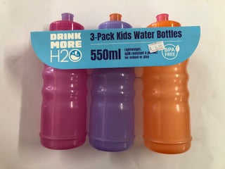 WATER BOTTLE KIDS 550ML PK3