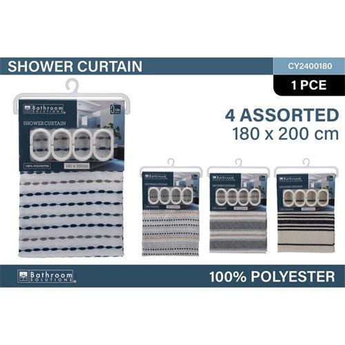 SHOWER CURTAIN POLYESTER ASST