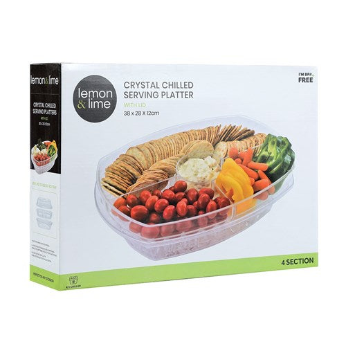 CHILLED SERVING PLATTER W/LID 38X28X12CM