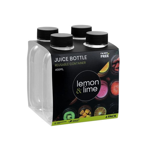 REUSABLE JUICE BOTTLE 4PK 400ML
